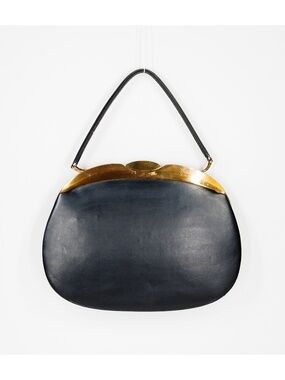 Vintage 50s 60s Round Black Leather Creaciques Helen Exclusiva Liverpool handbag